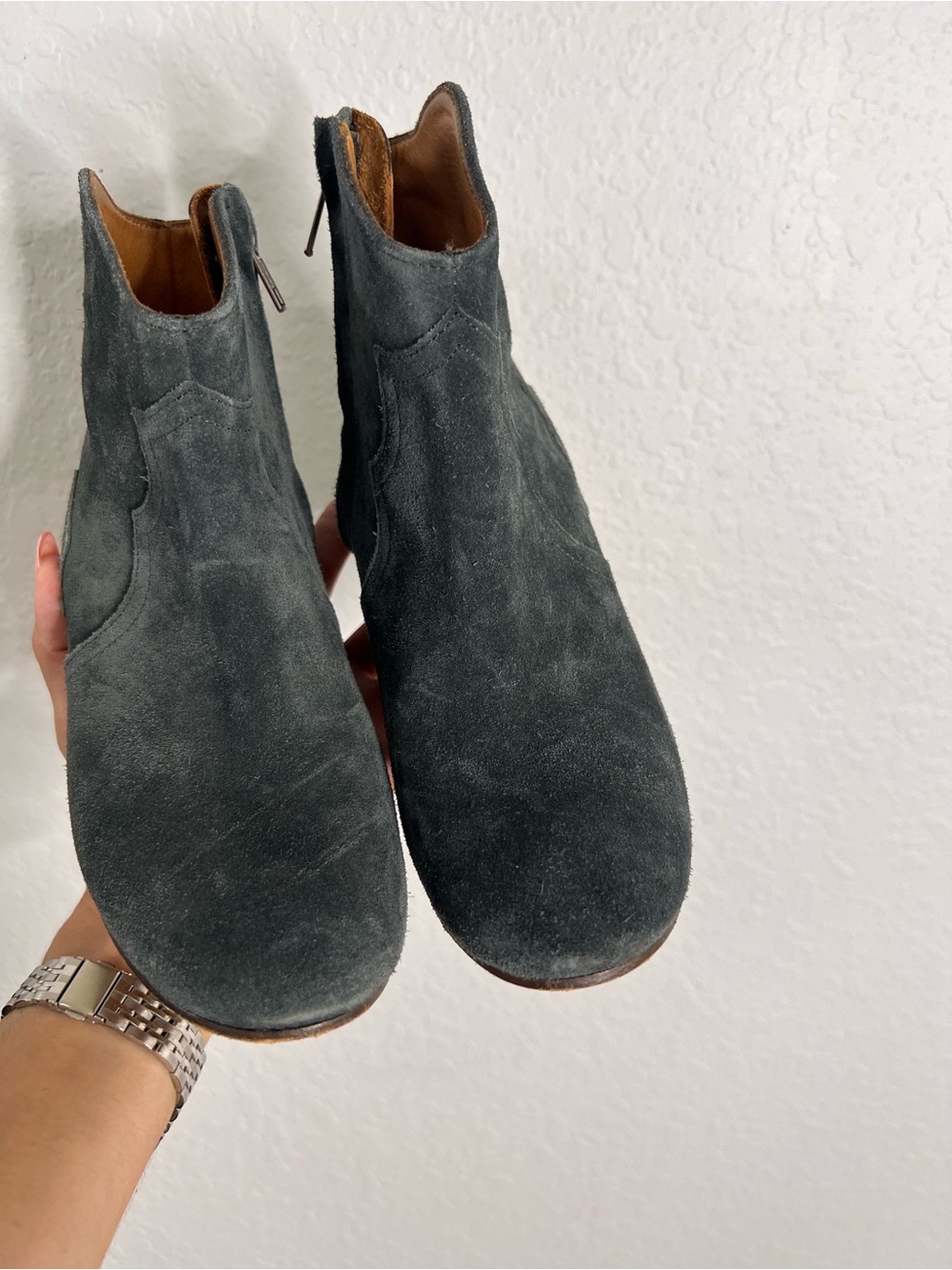 ISABEL MARANT Dicker Suede Cowboy Ankle Boots Women Size 5 Western Bootie - Picture 11 of 14